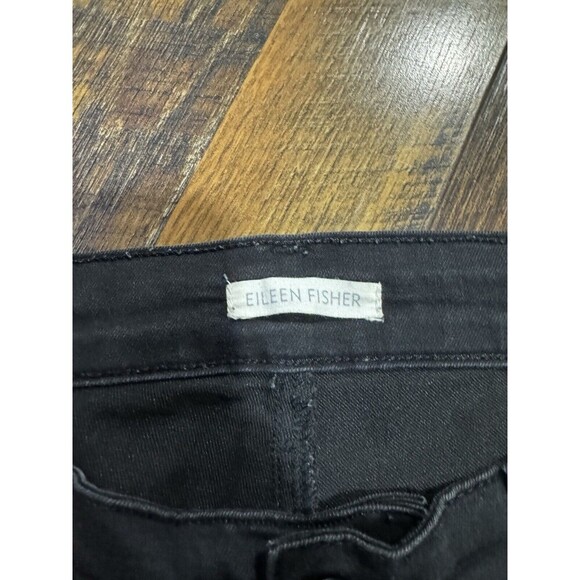 Eileen Fisher Organic Cotton Stretch Mid Rise Skinny Solid Black Jeans 8 - Picture 2 of 9